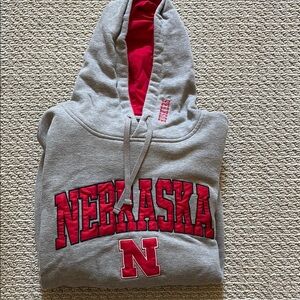 Gray Nebraska Hoodie with Red Accents
